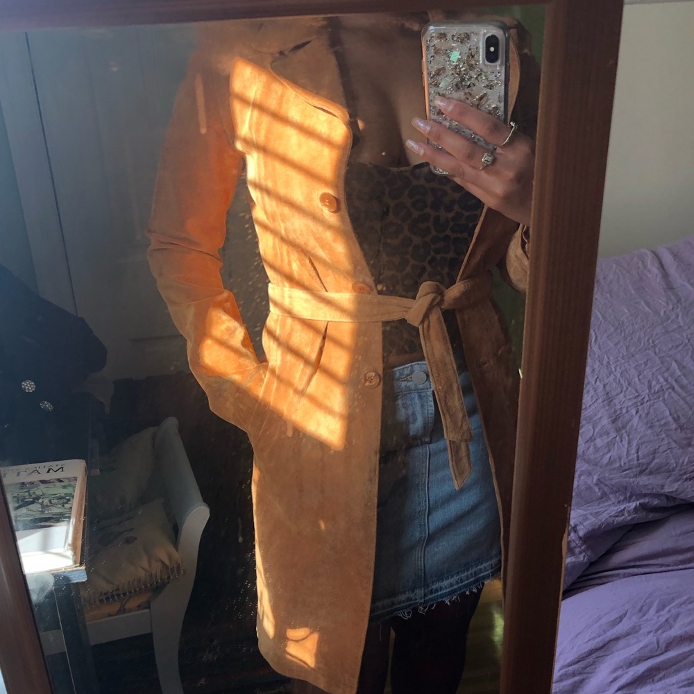 Suede trench coat